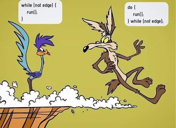 Roadrunner and Coyote, demonstrating difference between do-while and while